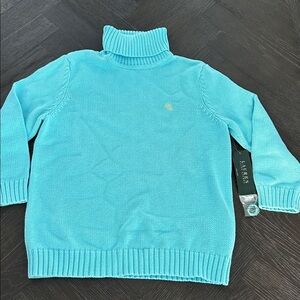 Ralph Lauren Turquoise Turtleneck Sweater 3/4 sleeve